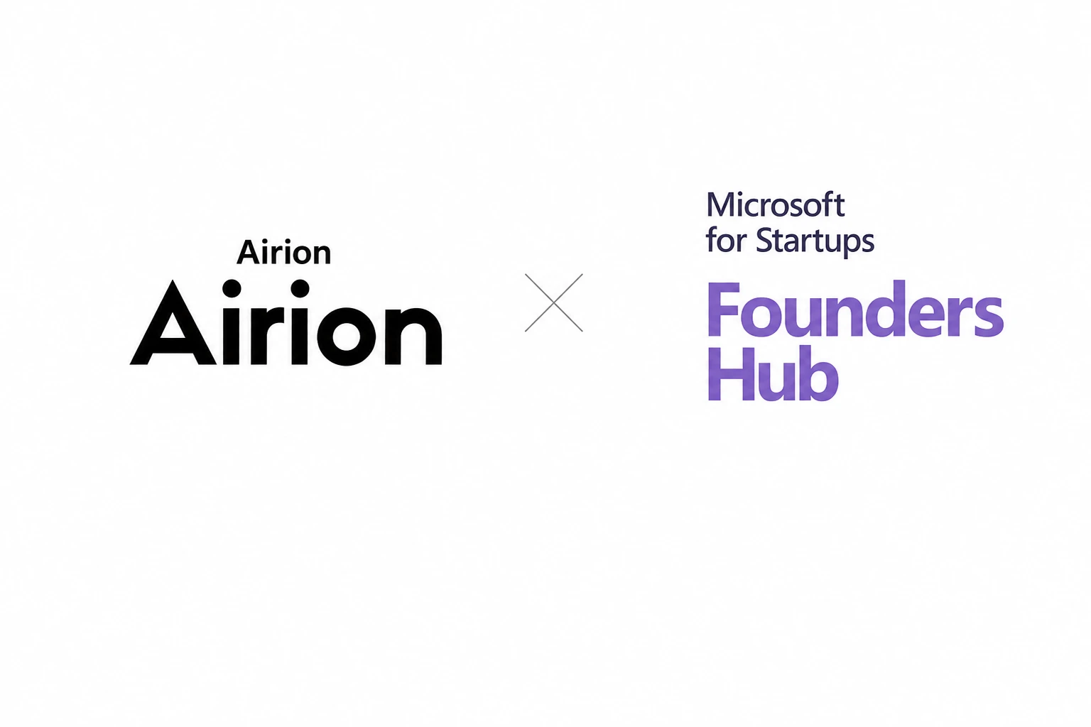 Airion logo alongside the Microsoft for Startups Founders Hub logo